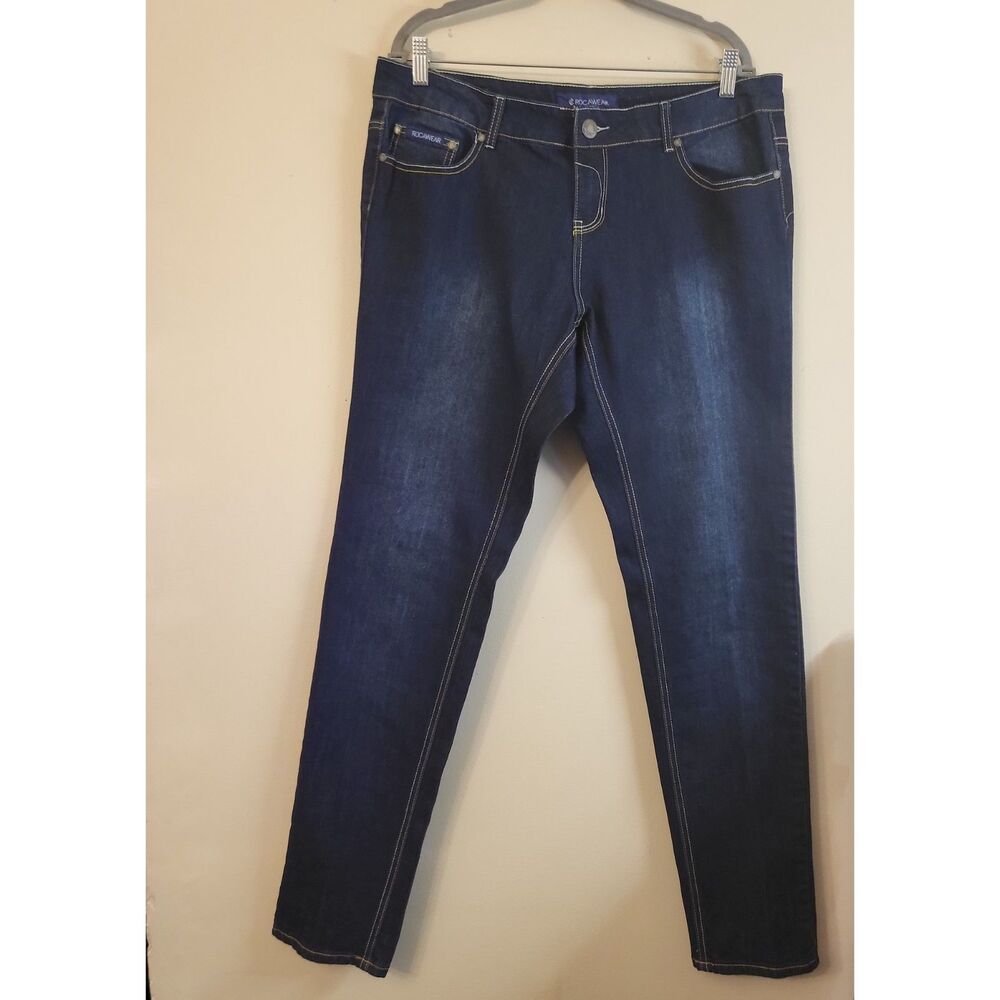 Vintage Y2K 90's Rocawear Classic Dark‎ Wash Women Skinny Jean Plus Size 18